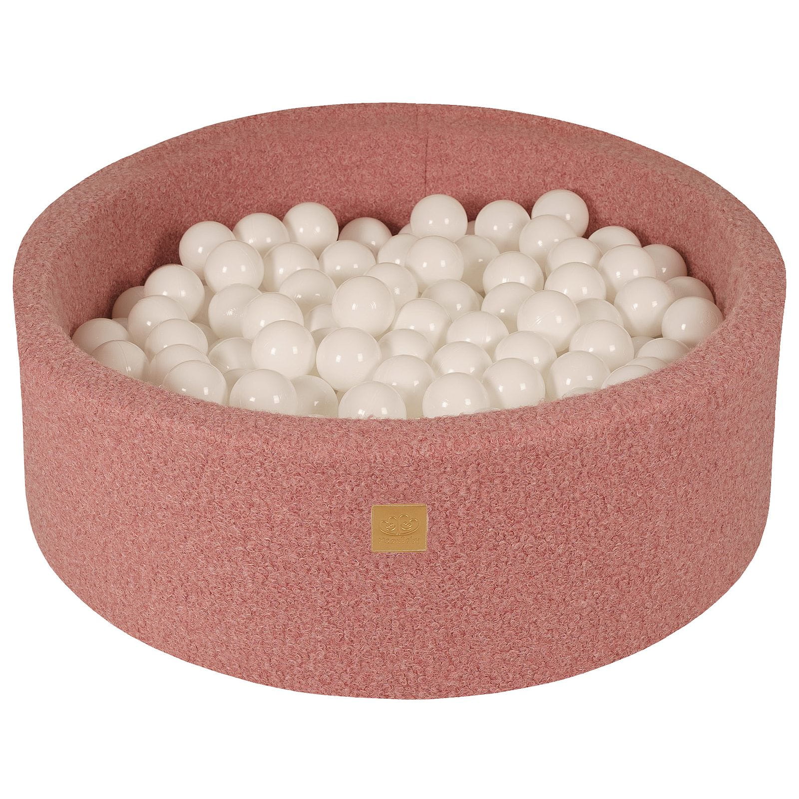 MeowBaby Blanc Piscine à balles Rounde Tissu Bouclé Rose, 90x30 cm