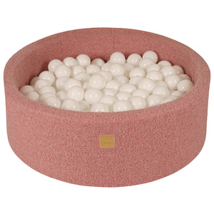 MeowBaby Blanc Piscine à balles Rounde Tissu Bouclé Rose, 90x30 cm