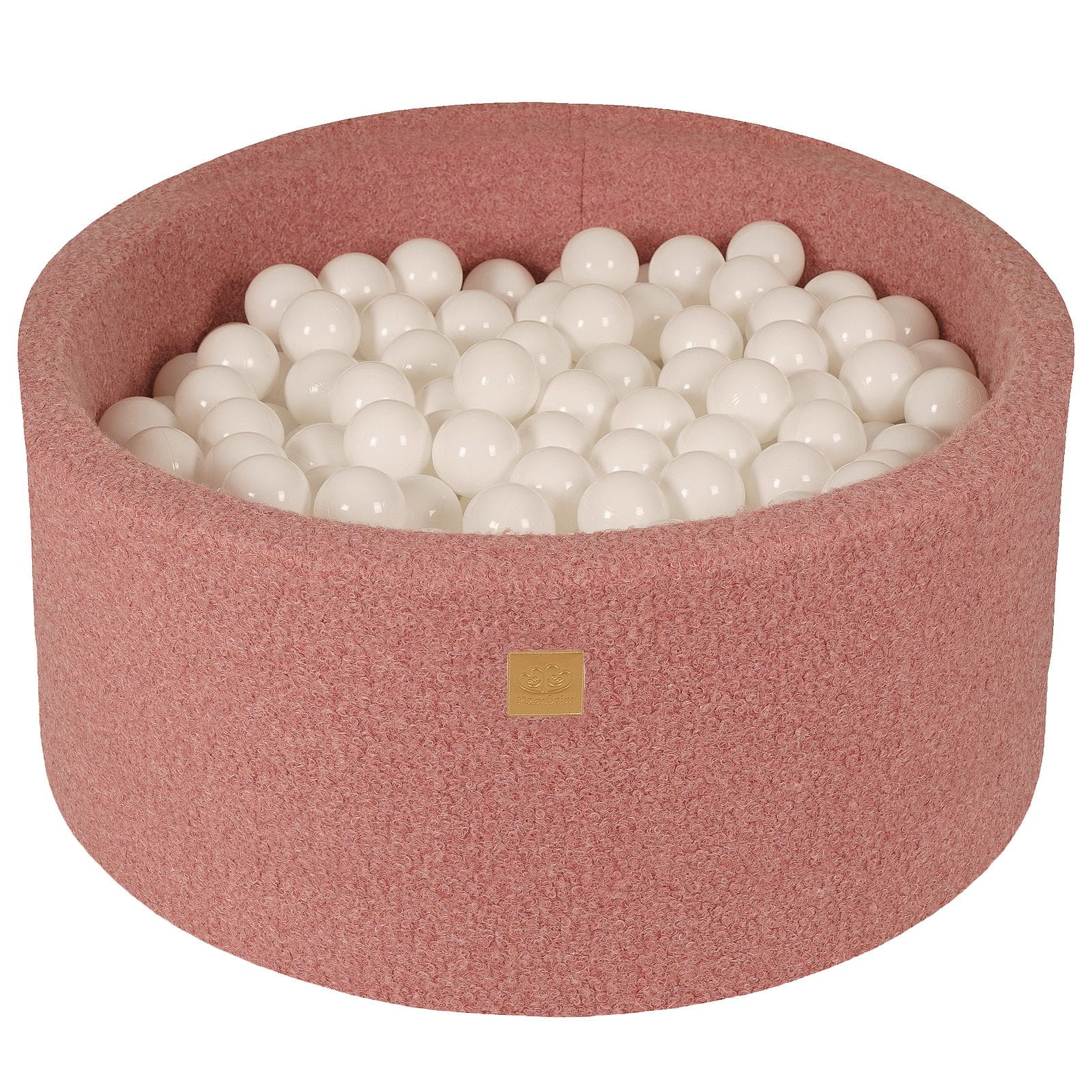 MeowBaby Blanc Piscine à balles Rounde Tissu Bouclé Rose, 90x40 cm