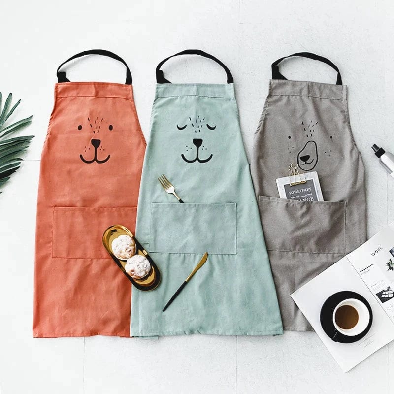 Smyles Cartoon Bear Kids Adult Aprons Woman kitchen apron BBQ Bib Baking Parent Child Painting Interest class Apron Home Cleaning Tools